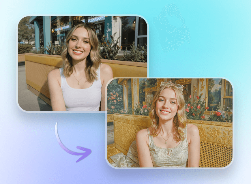 Step2 change the beauty photo into the style of reference image