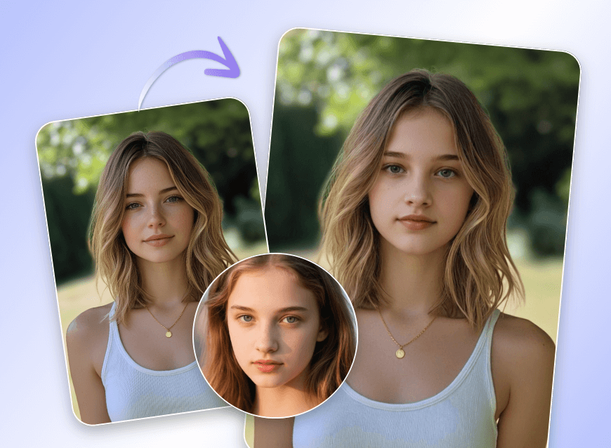 Swap a mature lady face with a young lady photo