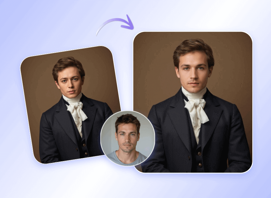 Swap the body with a historical figure in a photo