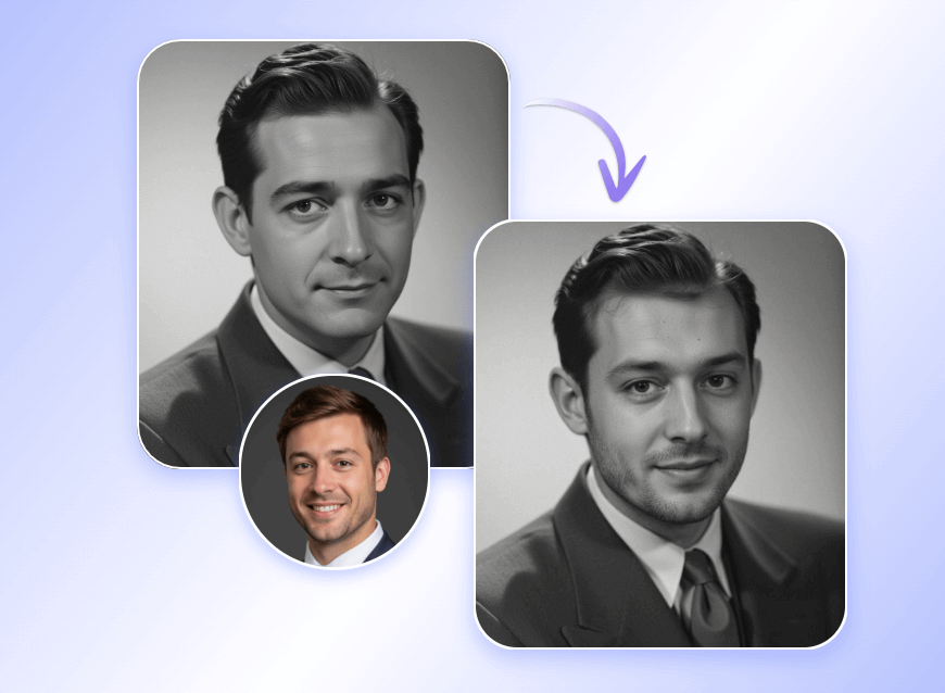 Swap the body with a person in an old photo