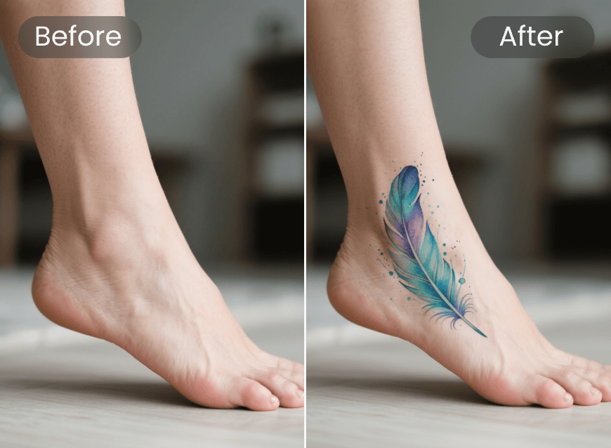 Aquarelle Plume sur Cheville