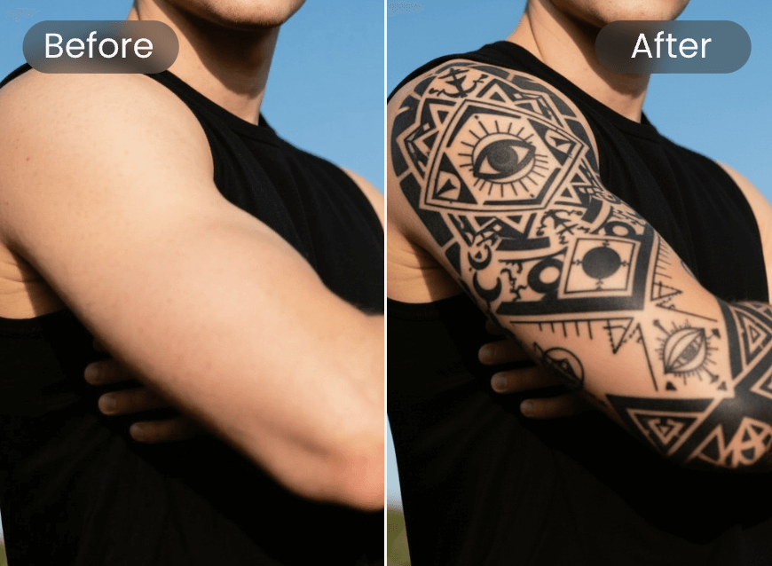 Blackwork géométrique sur Bras