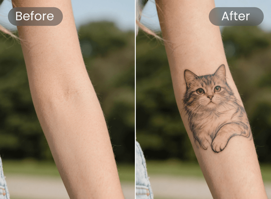 Chat réaliste sur Avant-bras