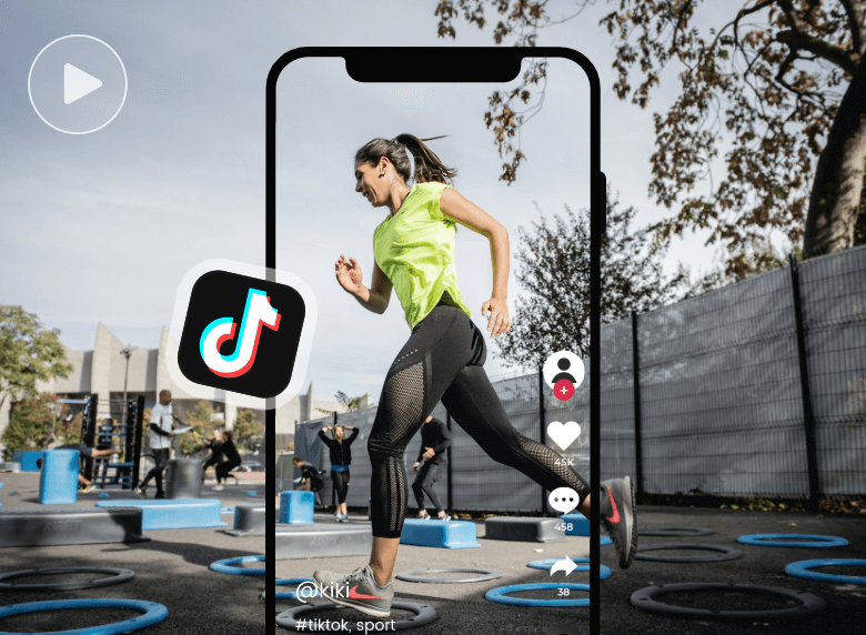 Tiktok video editor tool with a running woman