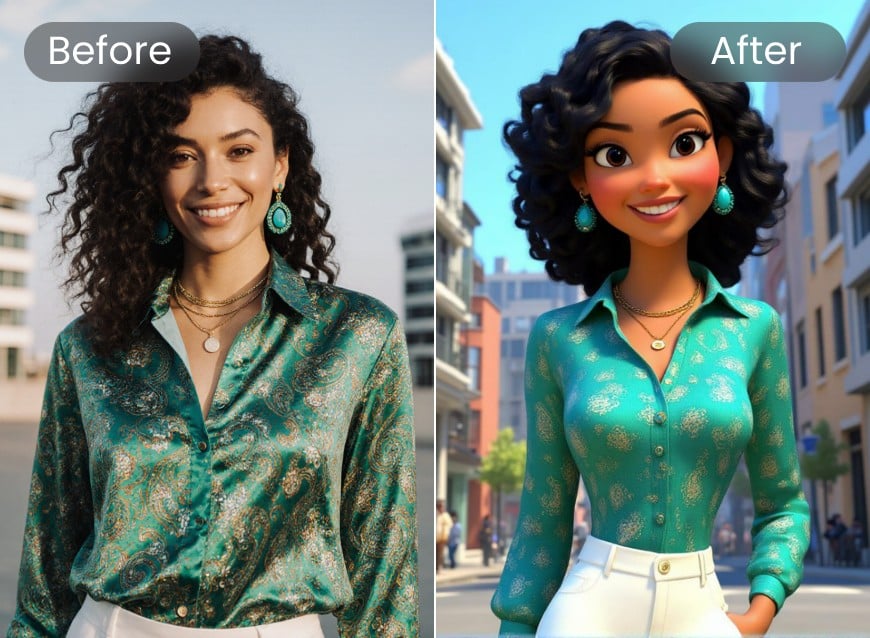 Transfer an image into cartoon 3 D style