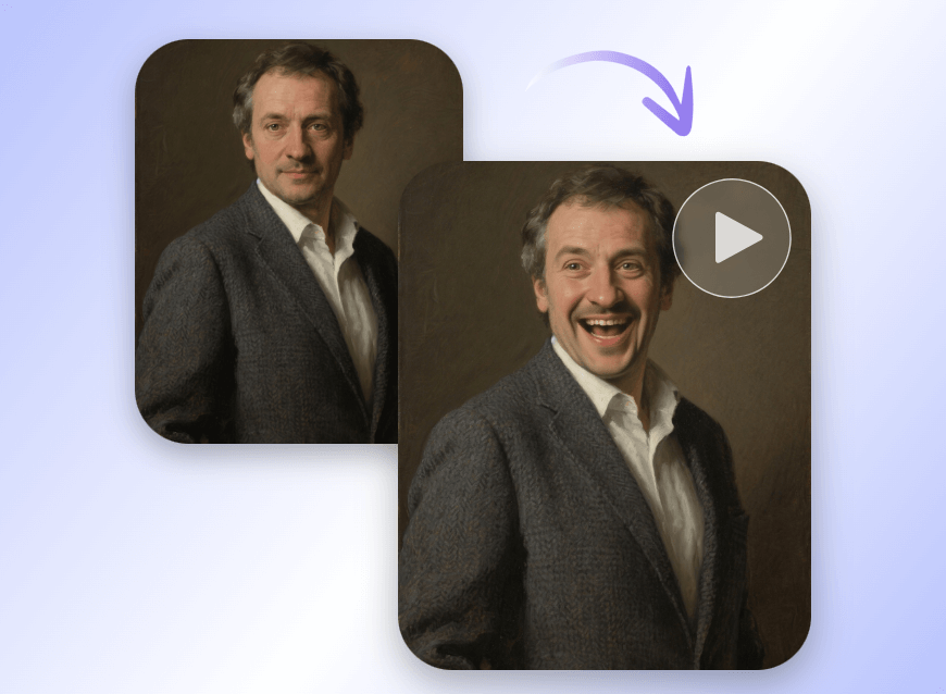 Transform a historical figure picture into a talking spokesperson