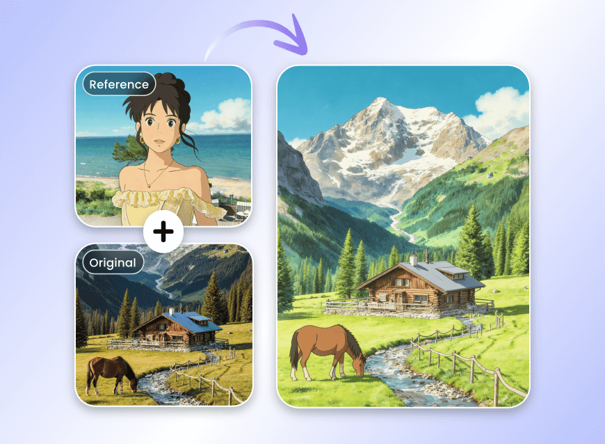 Transform the landscape into ghibli style