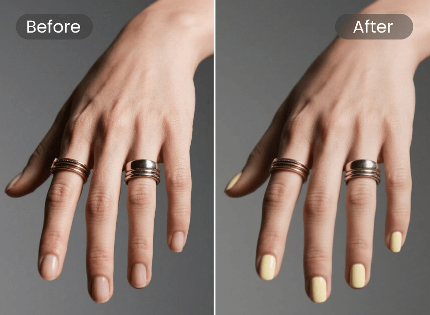 Try on different colors of nail art with color replacement tool