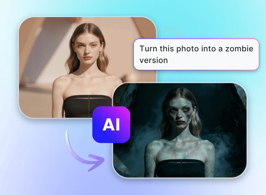 Turn a blond hair girl into a zombie through prompt