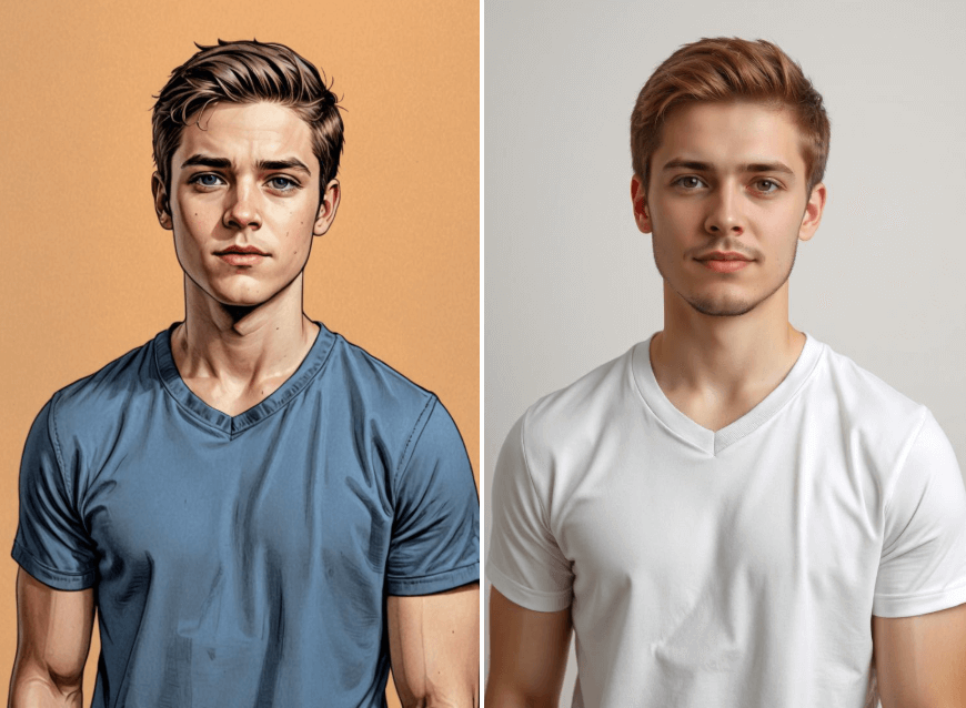 Turn a cartoon boy into the realistic style