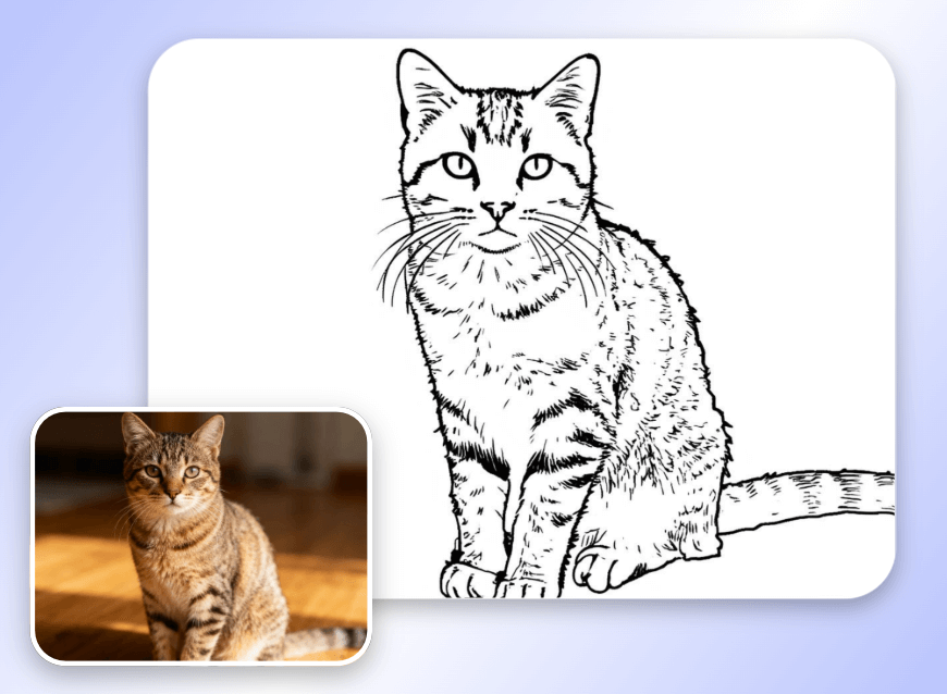 Turn a cat photo into a line drawing