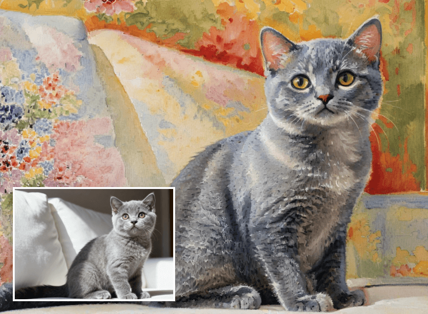 Turn a cat photo into an oil painting