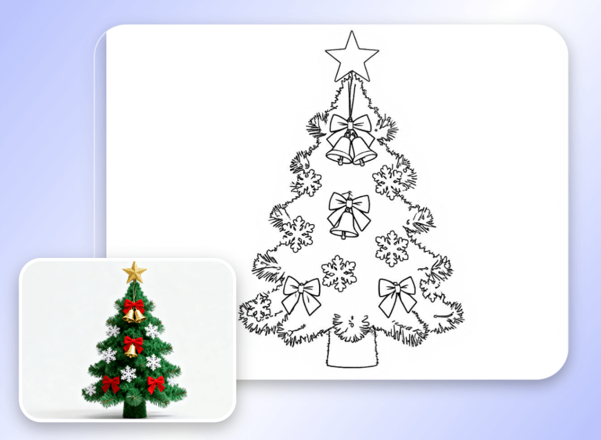 Turn a christmas tree photo into a line drawing
