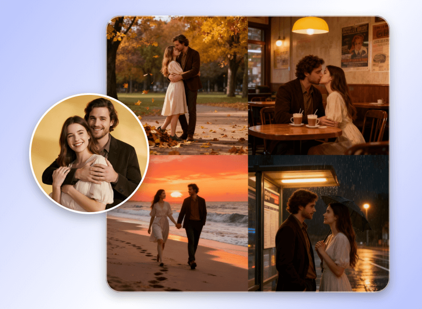 Turn a couple photo into four cinematic storyboards