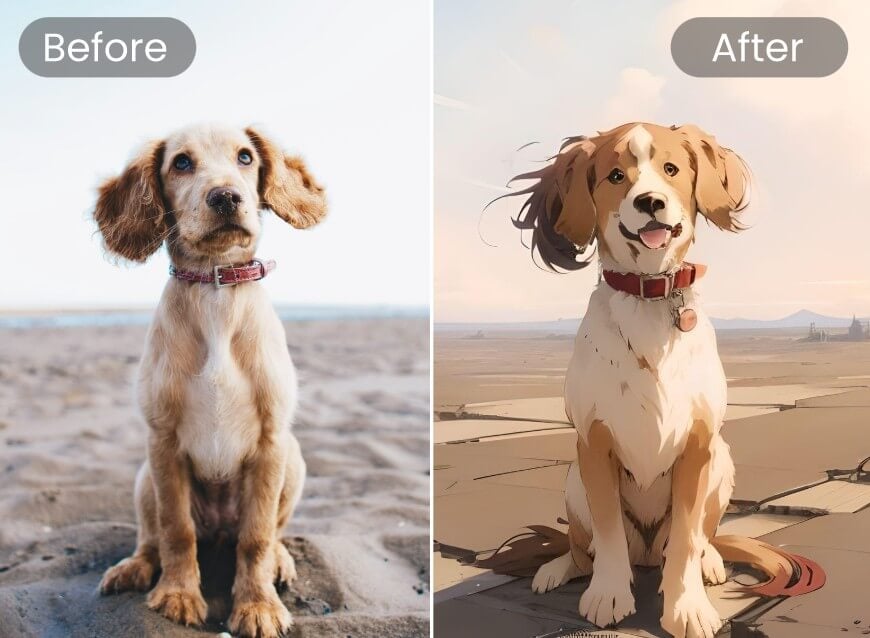 Turn a cute dog into anime style