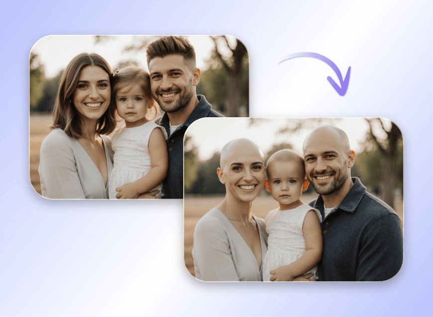 Turn a family photo bald