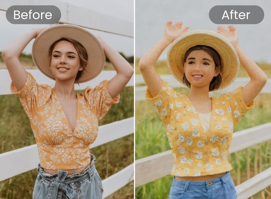 Turn a female into claymation