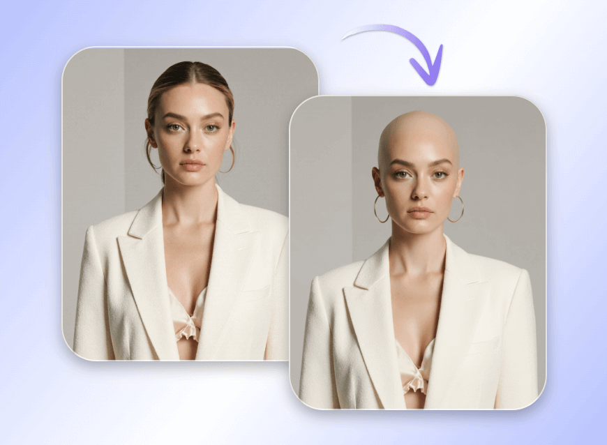 Turn a female model into a stylish bald look