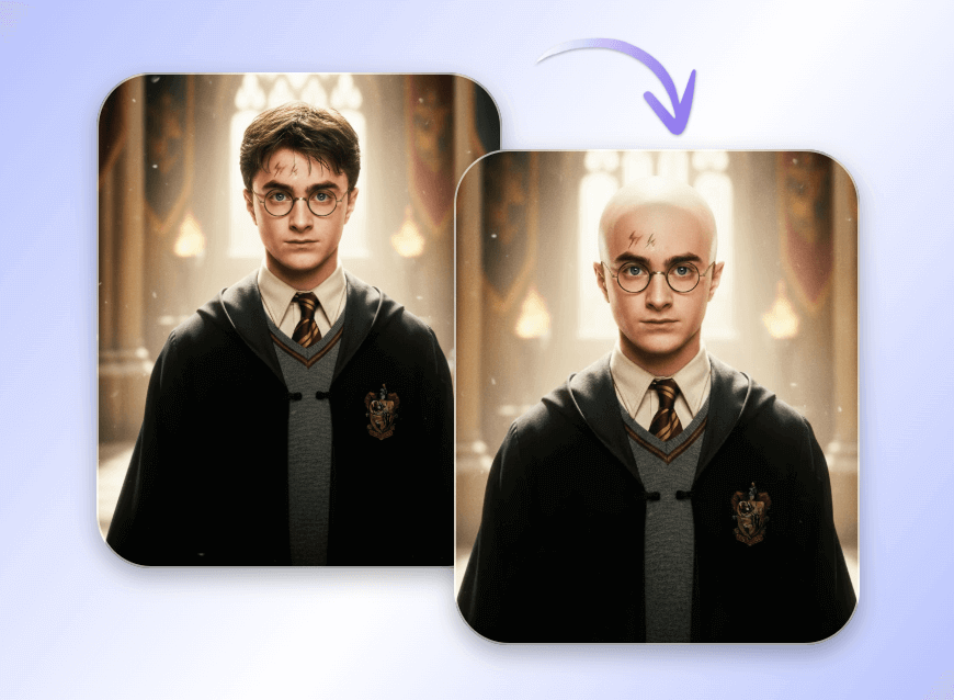 Turn a film or tv character bald