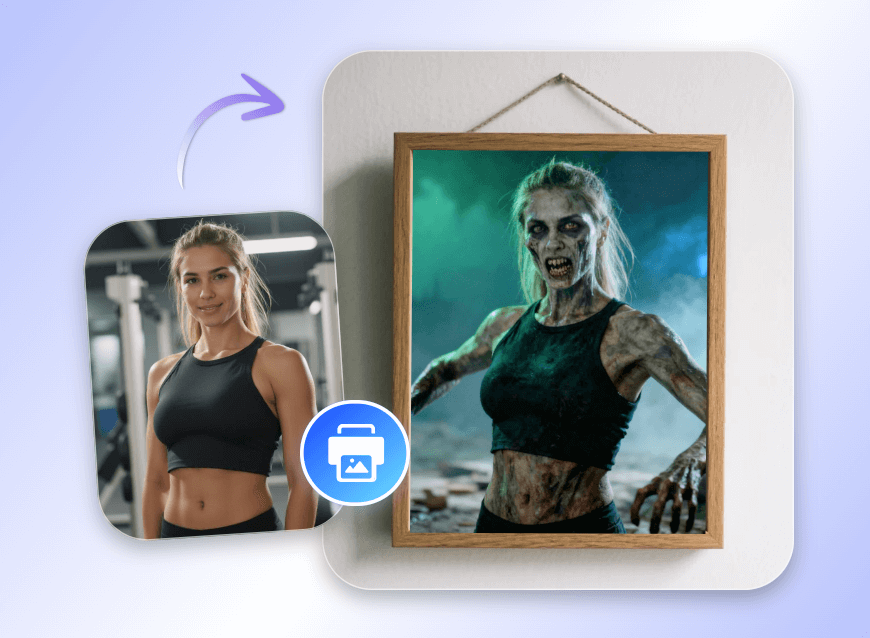 Turn a fitness girl into a zombie and print it out as a display illustration