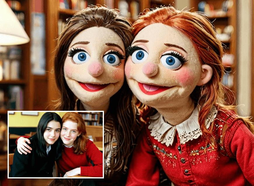 Turn a group phoo of two girls into a muppet image