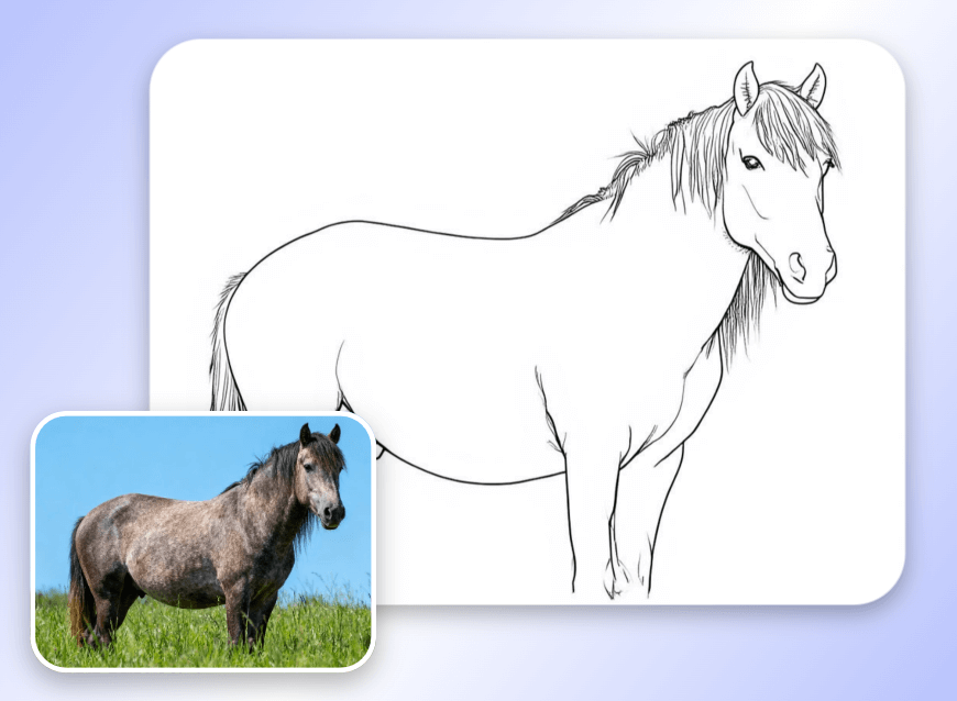 Turn a horse photo into a line drawing
