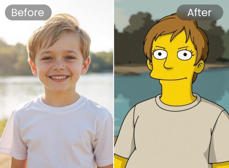 Turn a little boy into a character in the simpsons