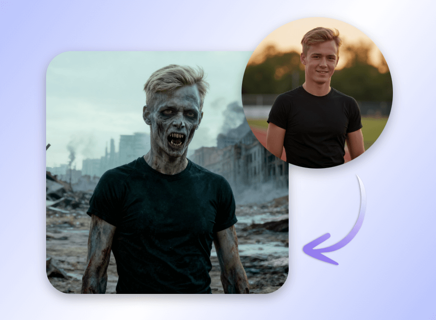 Turn a man into a zombie photo with a creepy bg