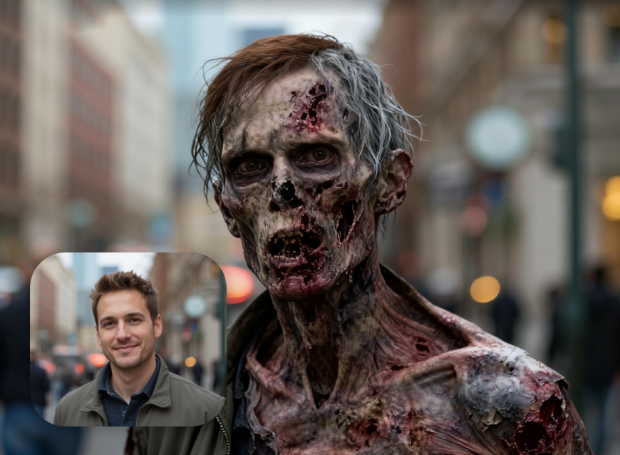 Turn a mature man into a virus zombie