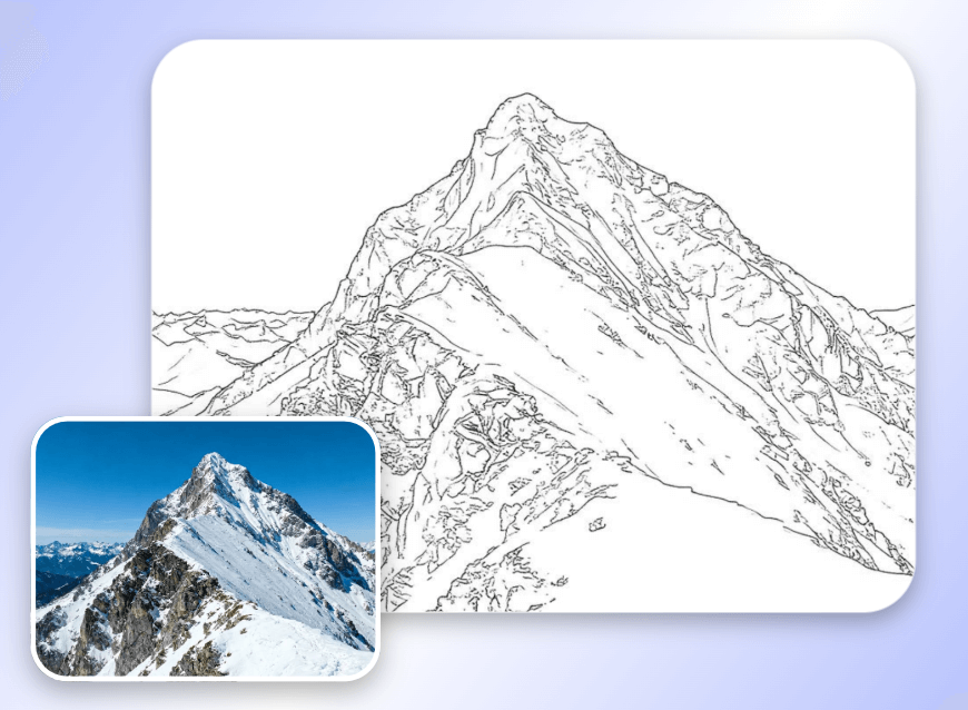 Turn a mountain photo into a line drawing