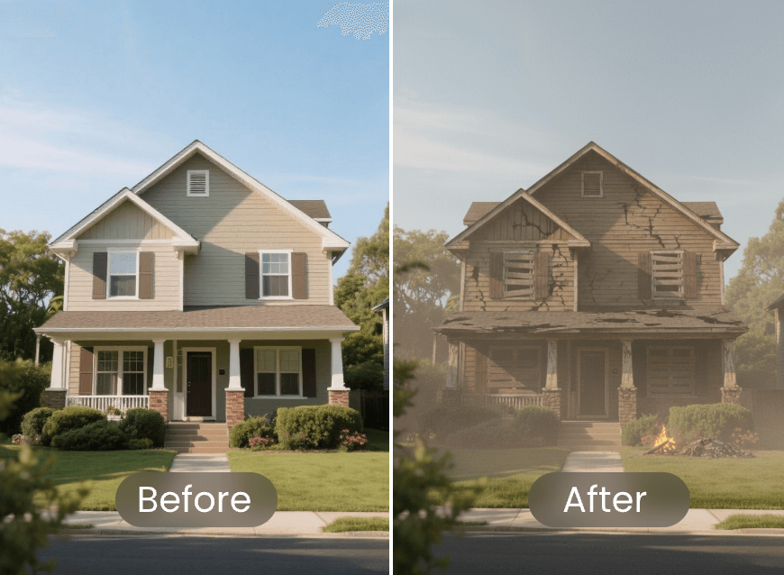 Turn a photo of a house into the art style of silent hill with clipfly ps2 filter