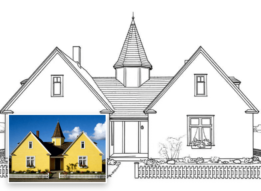 Turn a photo of house into line art