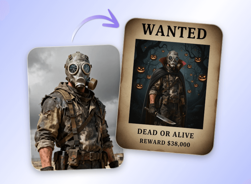 Ein Gamecharakter mit Clipfly als Halloween-Wanted-Poster erstellen