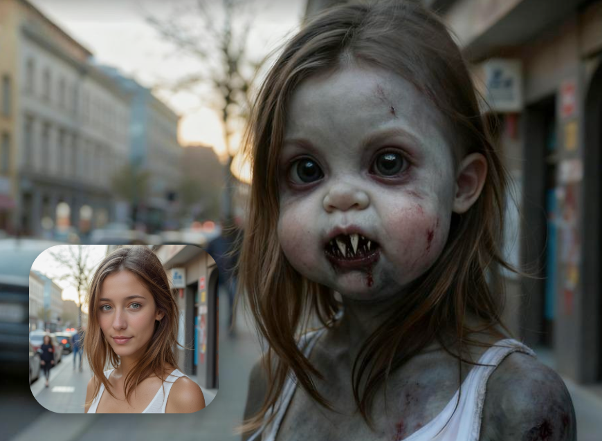 Turn a woman into a baby zombie