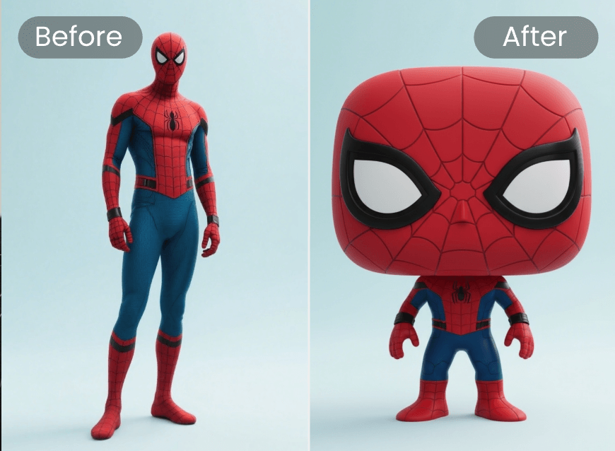 Turn spider man into a funko pop style figure with clipfly funko pop maker