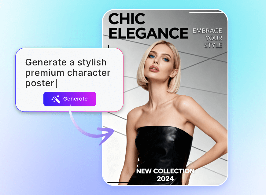 Turn text into a fashion model poster with clipfly ai poster generator