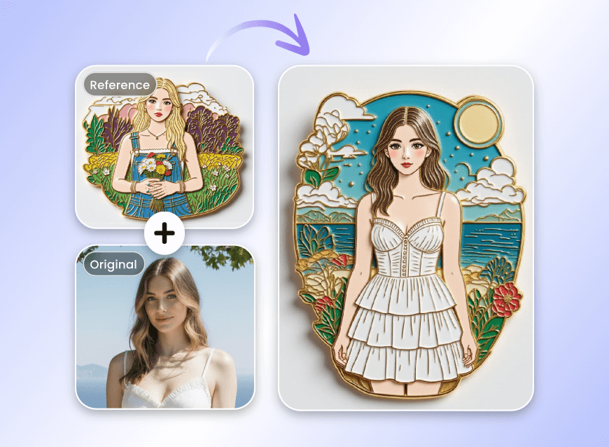 Turn the beauty into an enamel pin style