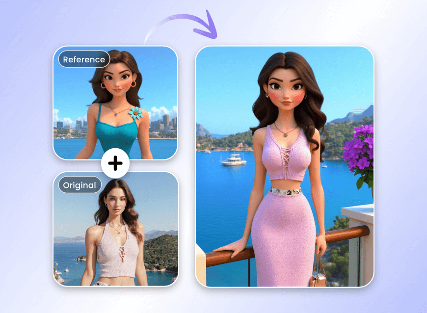 Turn the pretty girl into cartoon style