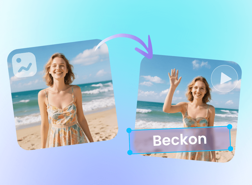Turn the still photo of a girl with a flowery dress to a dynamic video in clipfly