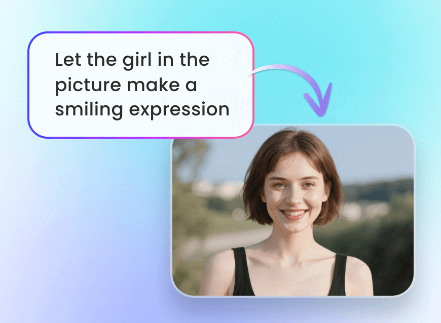 Type text to make a short hair woman face expression smile
