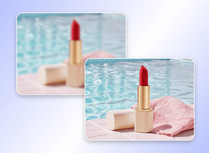 remover o desfoque de uma imagem gerada por ia de um produto de batom