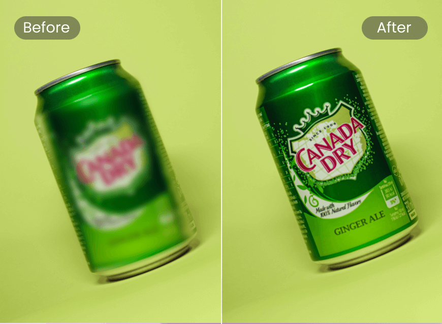 Den unscharfen Text auf einer Getränkedose mit Clipfly wieder klar und lesbar machen
