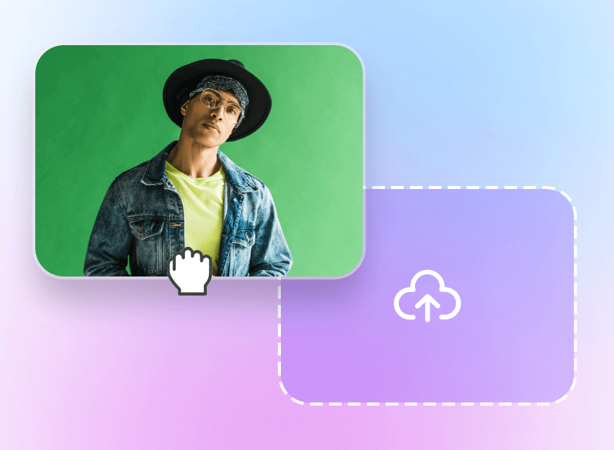 Upload a green screen photo of a man in clipfly