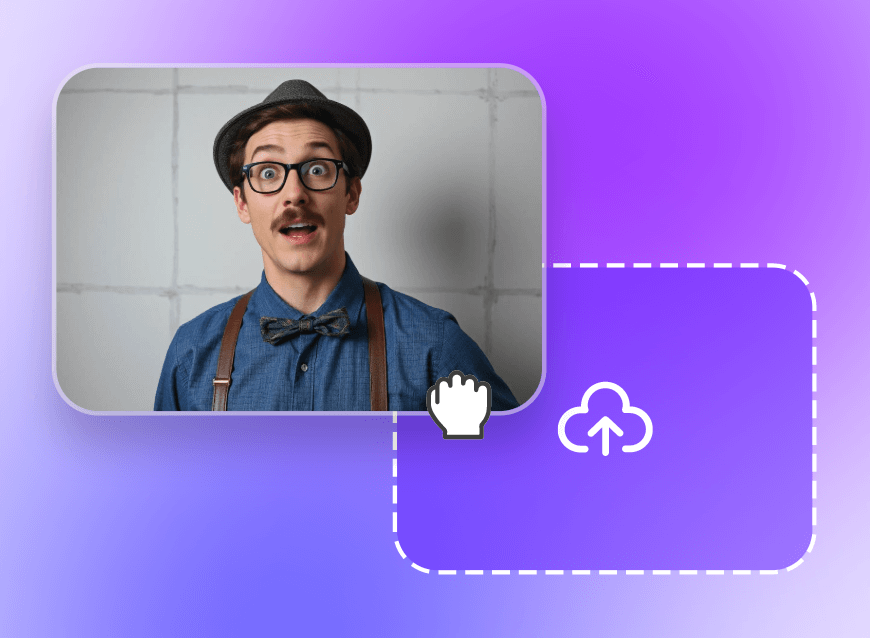 Carregue uma foto de um homem usando um chapéu para o gerador de muppets de IA do Clipfly