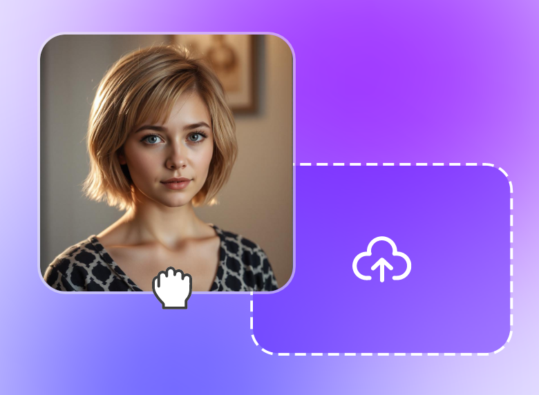 Upload a photo of a short hair lady to clipfly long hair filter tool