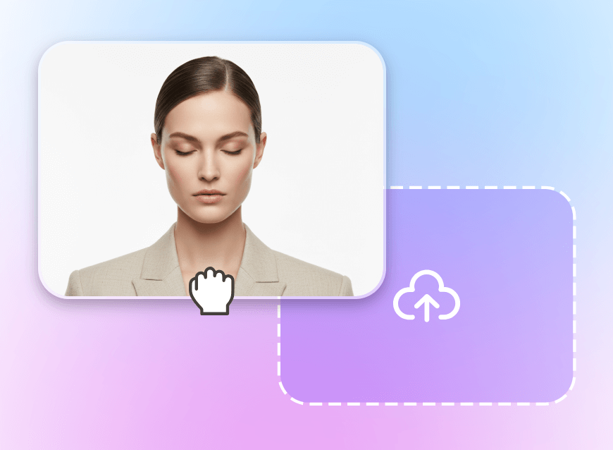 目を閉じている女性の写真をアップロードする