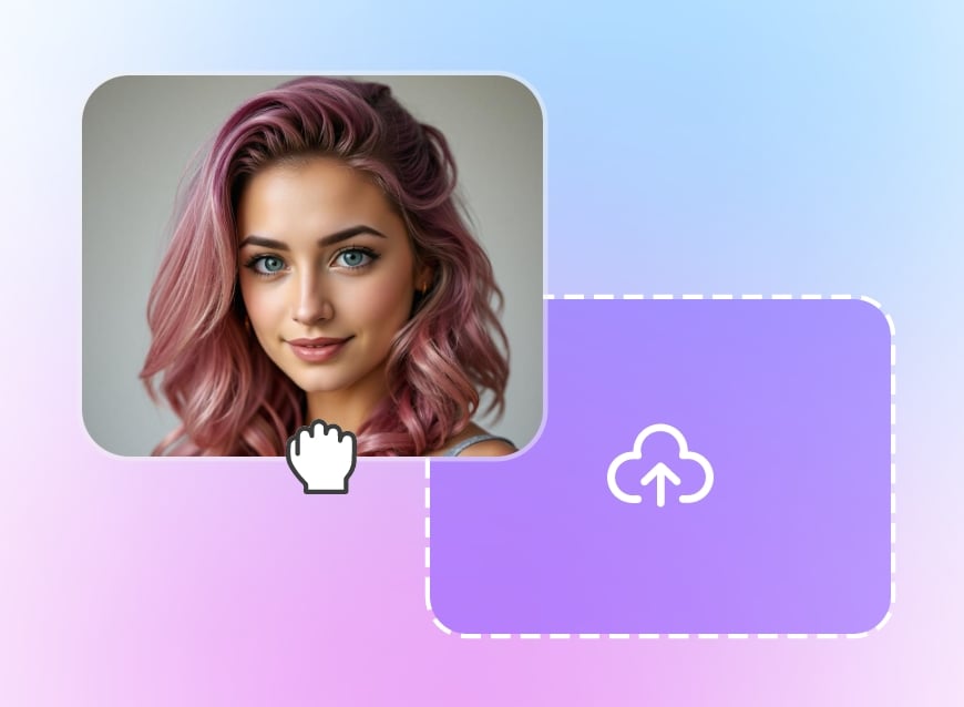 Upload an image of a female with pink long hair