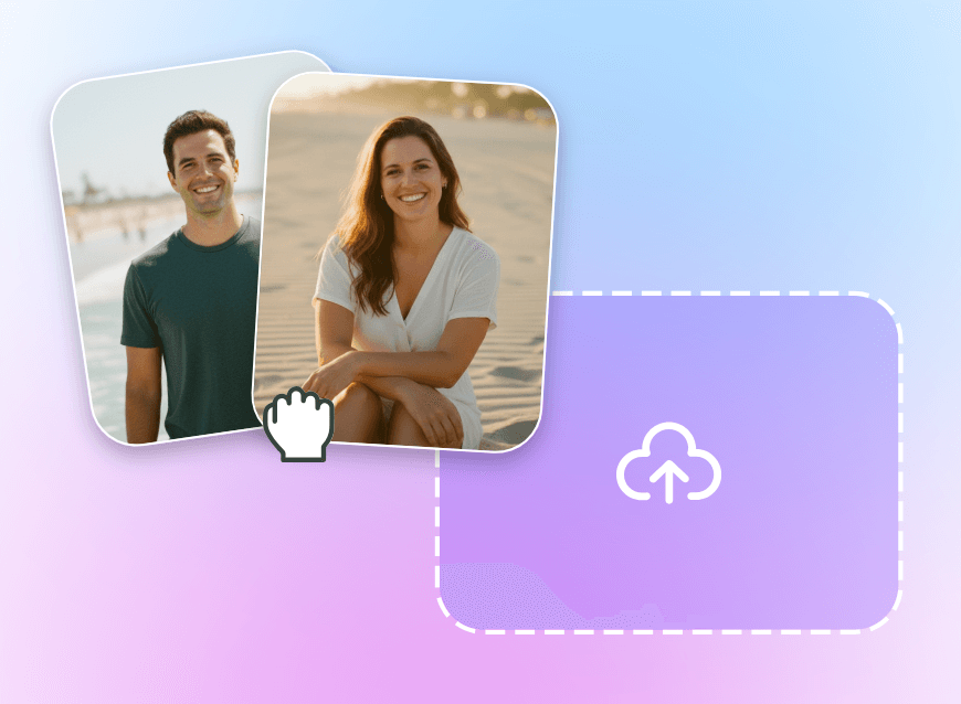 Upload two photos a man and a woman to clipfly