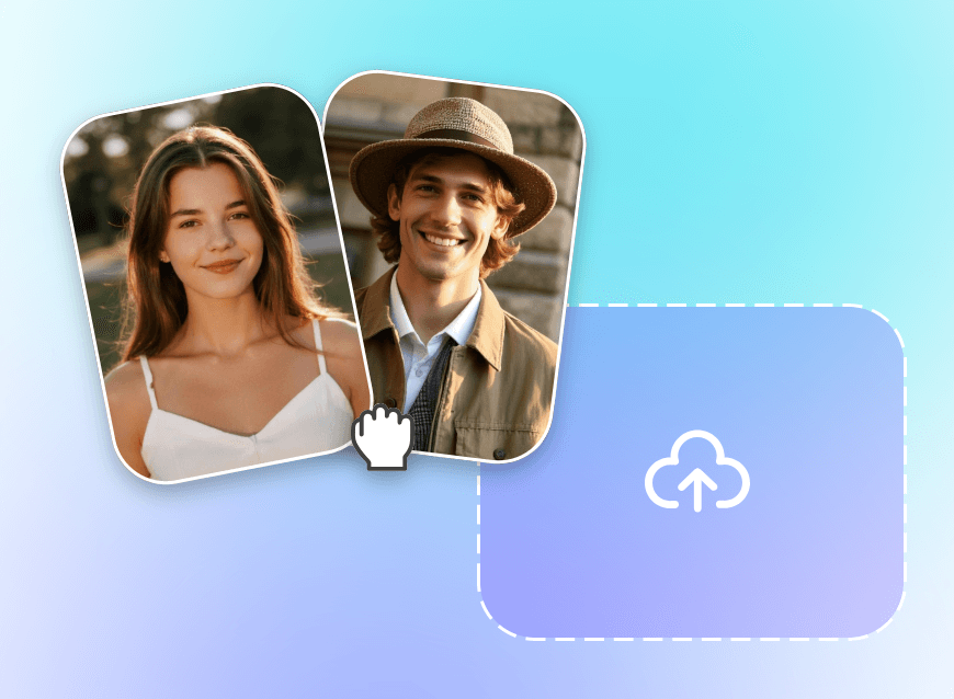 Faça upload de duas fotos no gerador de rosto de bebê com IA da Clipfly para prever o rosto do bebê