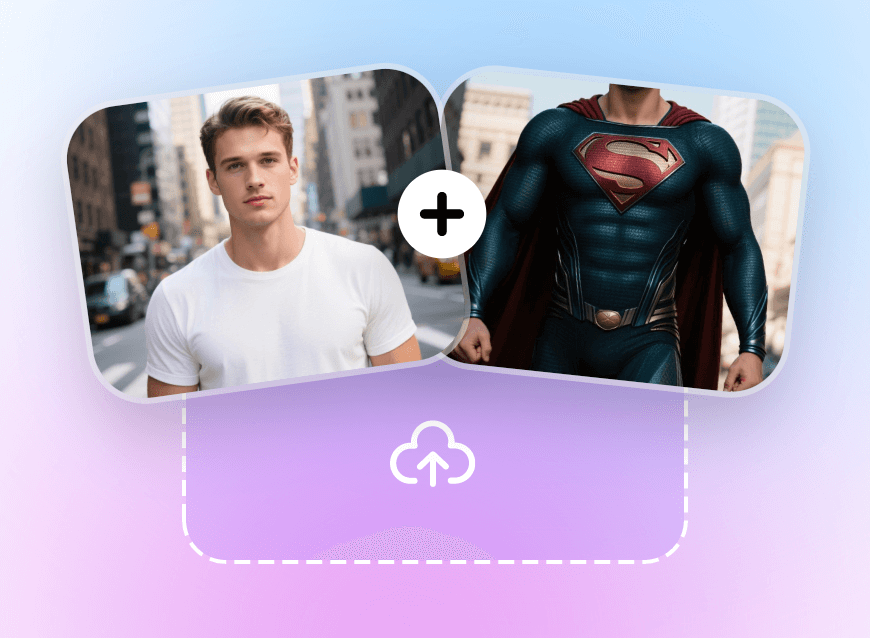 Upload two photos to superman video maker